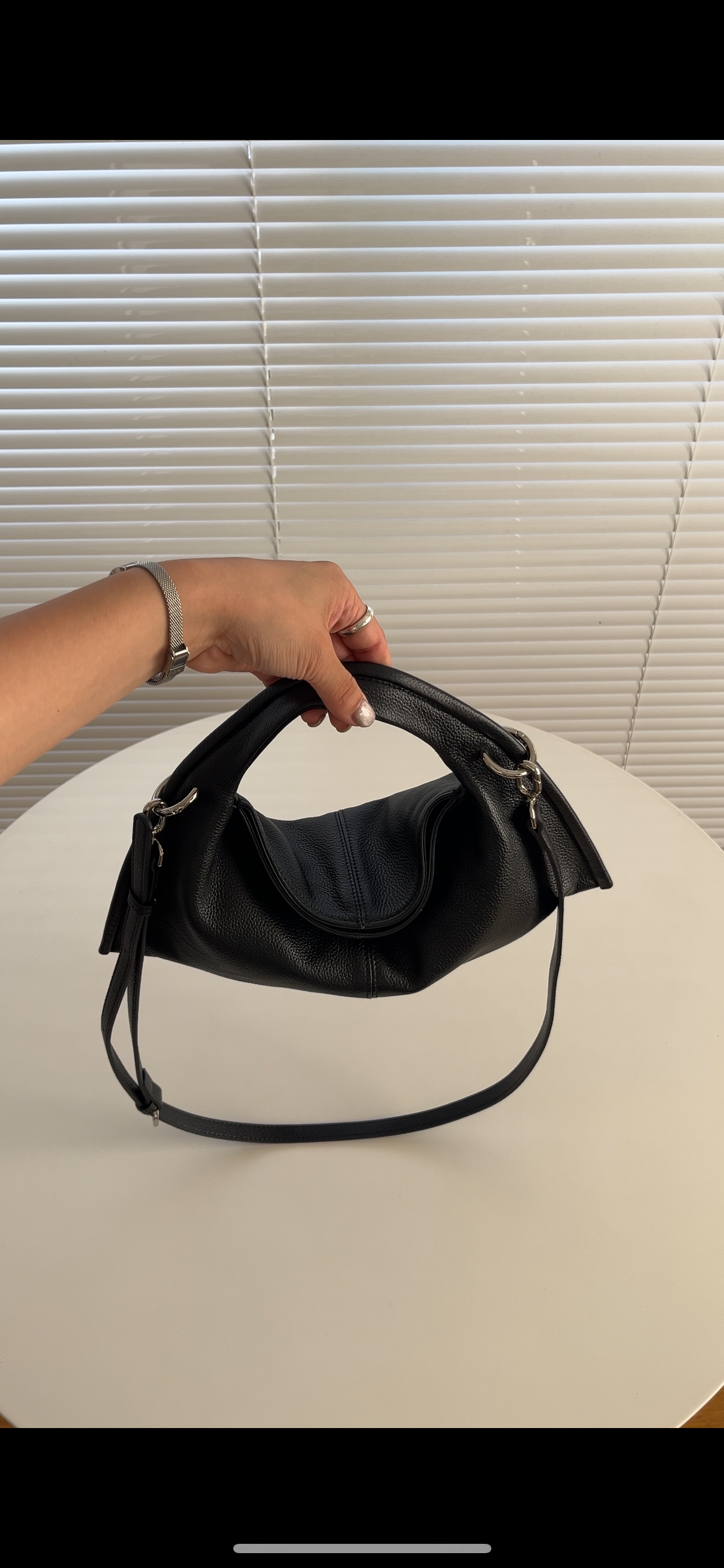 Curve Leather 2way handle bag