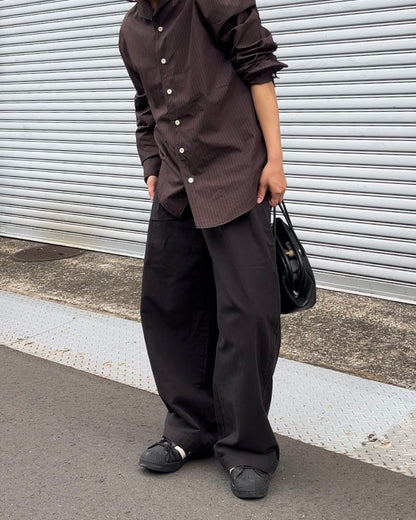 Convertible Collar Stripe Shirt brown