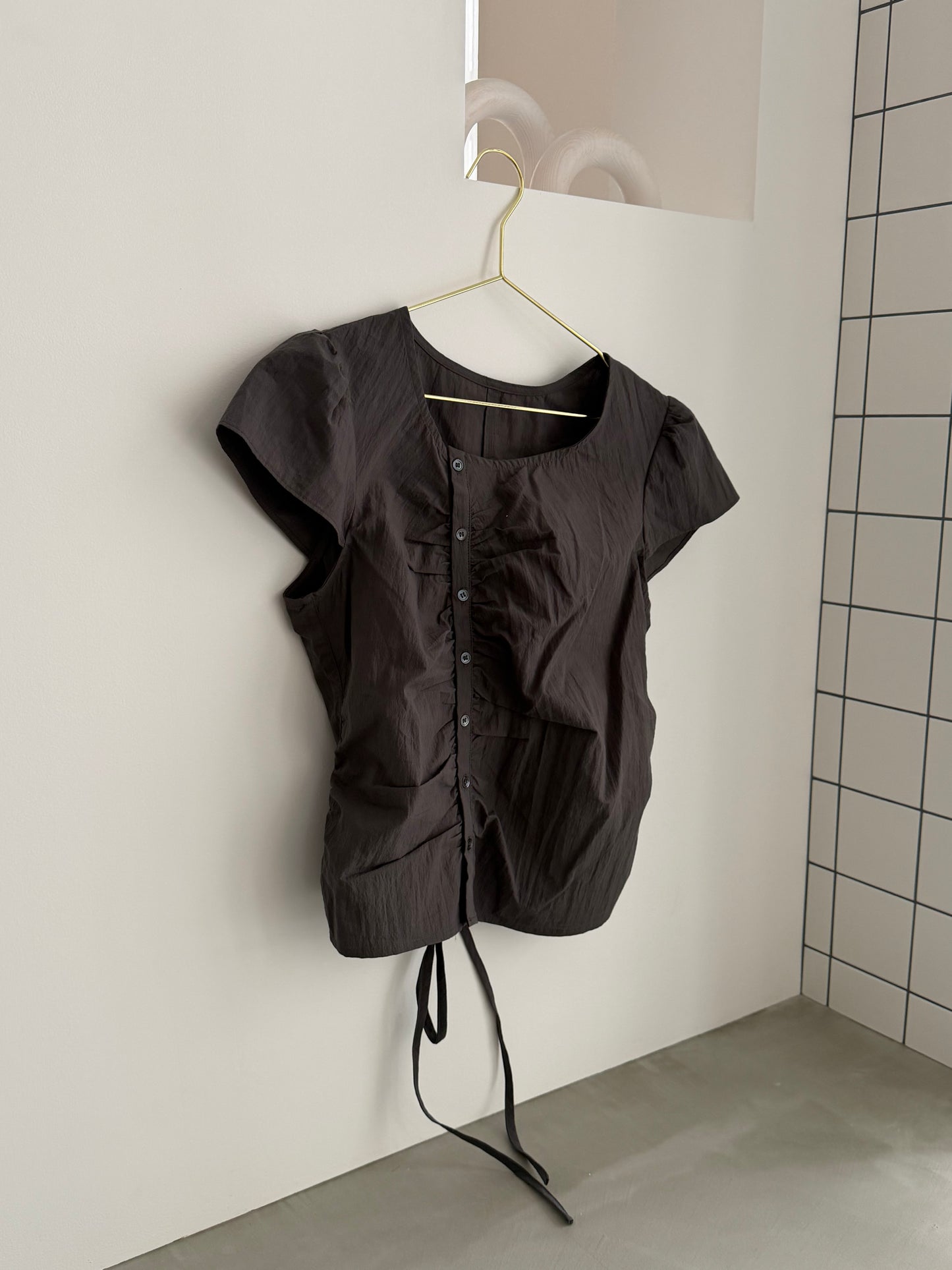 [9/17new]Gather Front Blouse gray