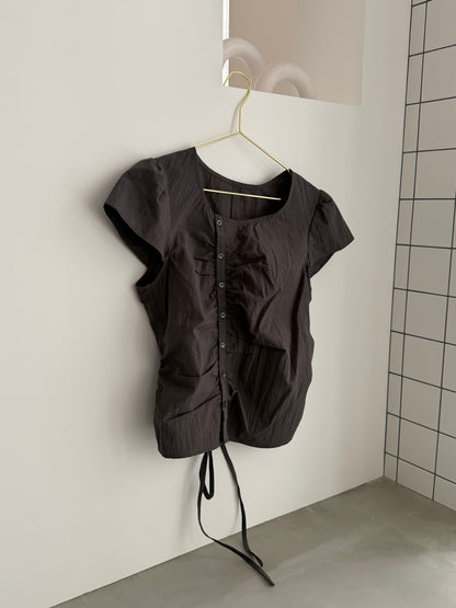 [9/17new]Gather Front Blouse gray