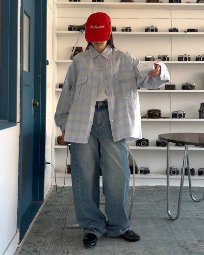 Cotton Check Drop-Shoulder Shirt