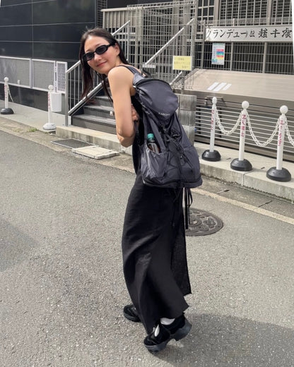 [7/2new]linen loop onepiece black