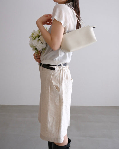 [9/10new]linen Summer Knit Polo white
