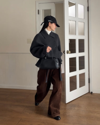 [11/27new] Drape Wool P-Coat gray 12月下旬～1月初旬入荷