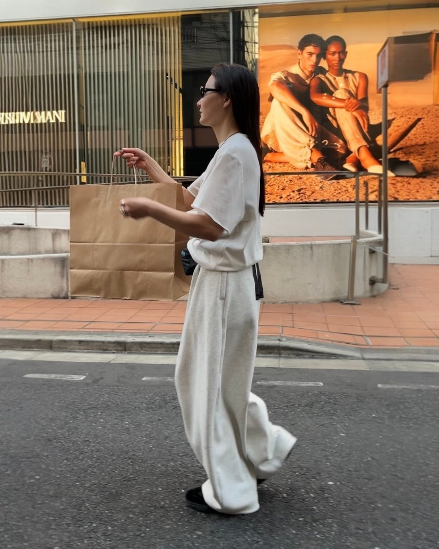 [5/21new]Curved Wide Sweat Pants oatmeal 6月上旬〜下旬入荷