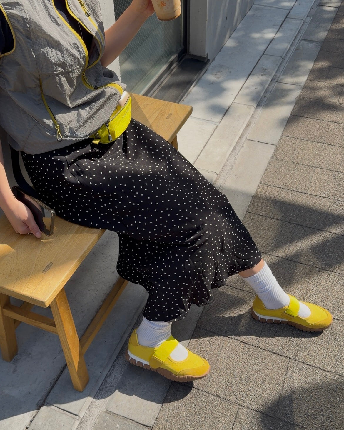 [6/18new]Fluid Dot Skirt black