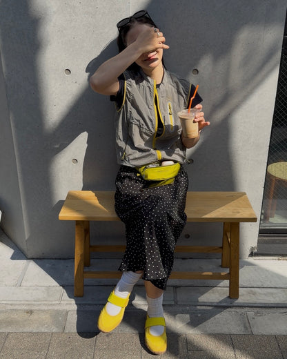 [6/18new]Fluid Dot Skirt black