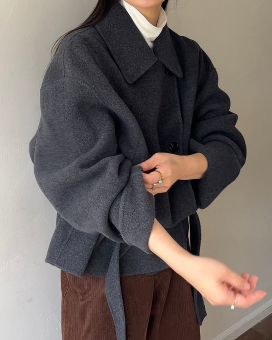 [11/27new] Drape Wool P-Coat gray 12月下旬～1月初旬入荷