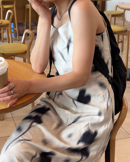 Inked Pattern Camisole Dress