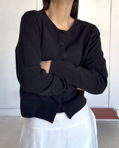 Linen Soft Compact Cardigan BLACK
