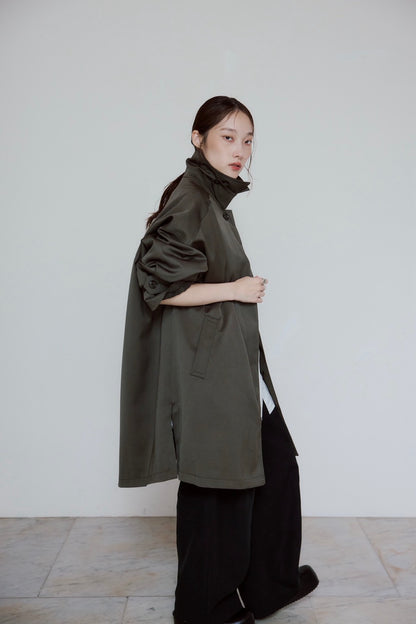 stand collar A-line coat KAK