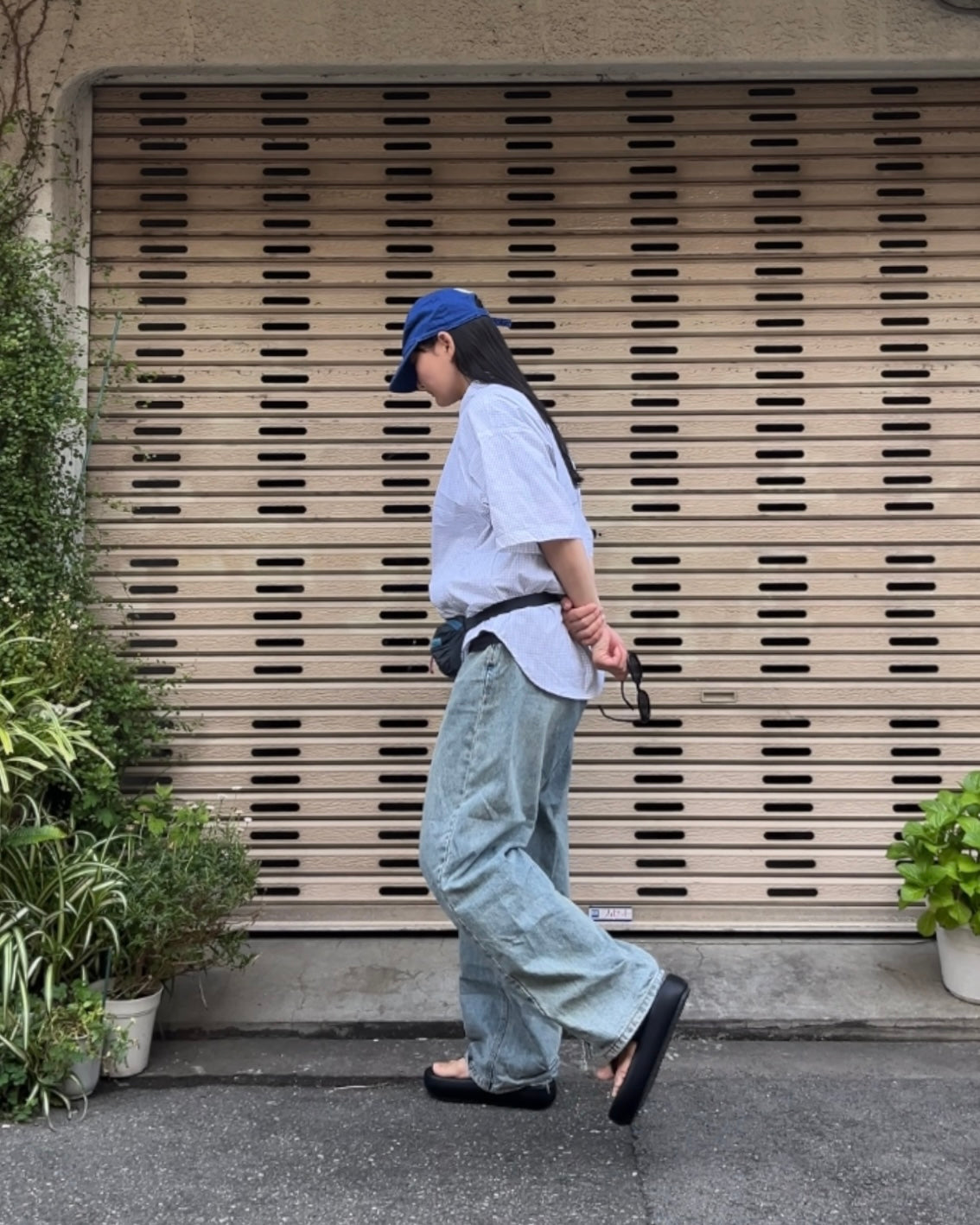 [予約]Gingham Check Short-Sleeve Shirt white 8月中旬～下旬入荷