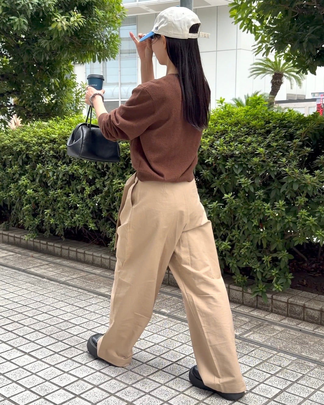 Belt Detail Wide Pants  beige