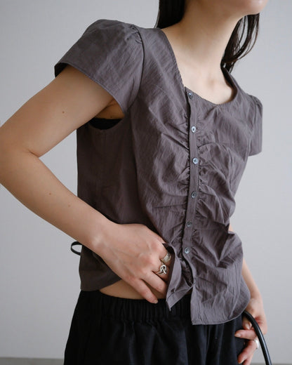 [9/17new]Gather Front Blouse gray