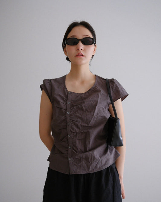 [9/17new]Gather Front Blouse gray