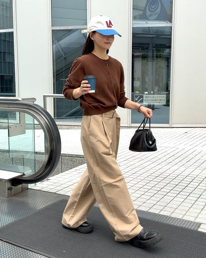 Belt Detail Wide Pants  beige