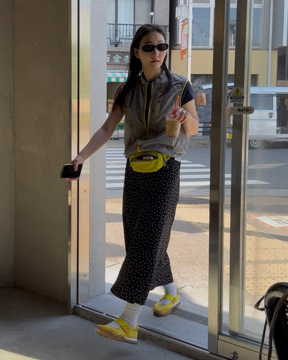 [6/18new]Fluid Dot Skirt black