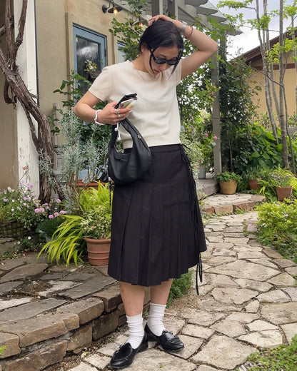 [6/11new]Cotton Pleated Wrap Skirt
