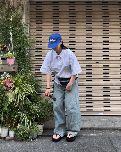 [予約]Gingham Check Short-Sleeve Shirt white 8月中旬～下旬入荷