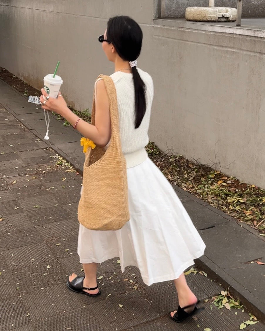 [5/7new]Cotton Full Line Pleated Skirt