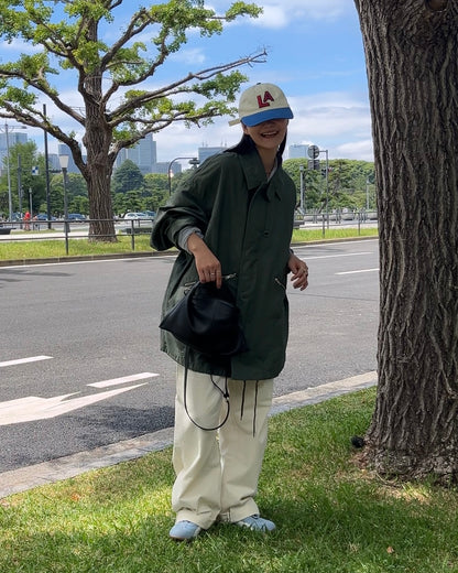 Curve Leather 2way handle bag