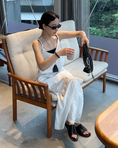 [7/2new]linen loop onepiece white