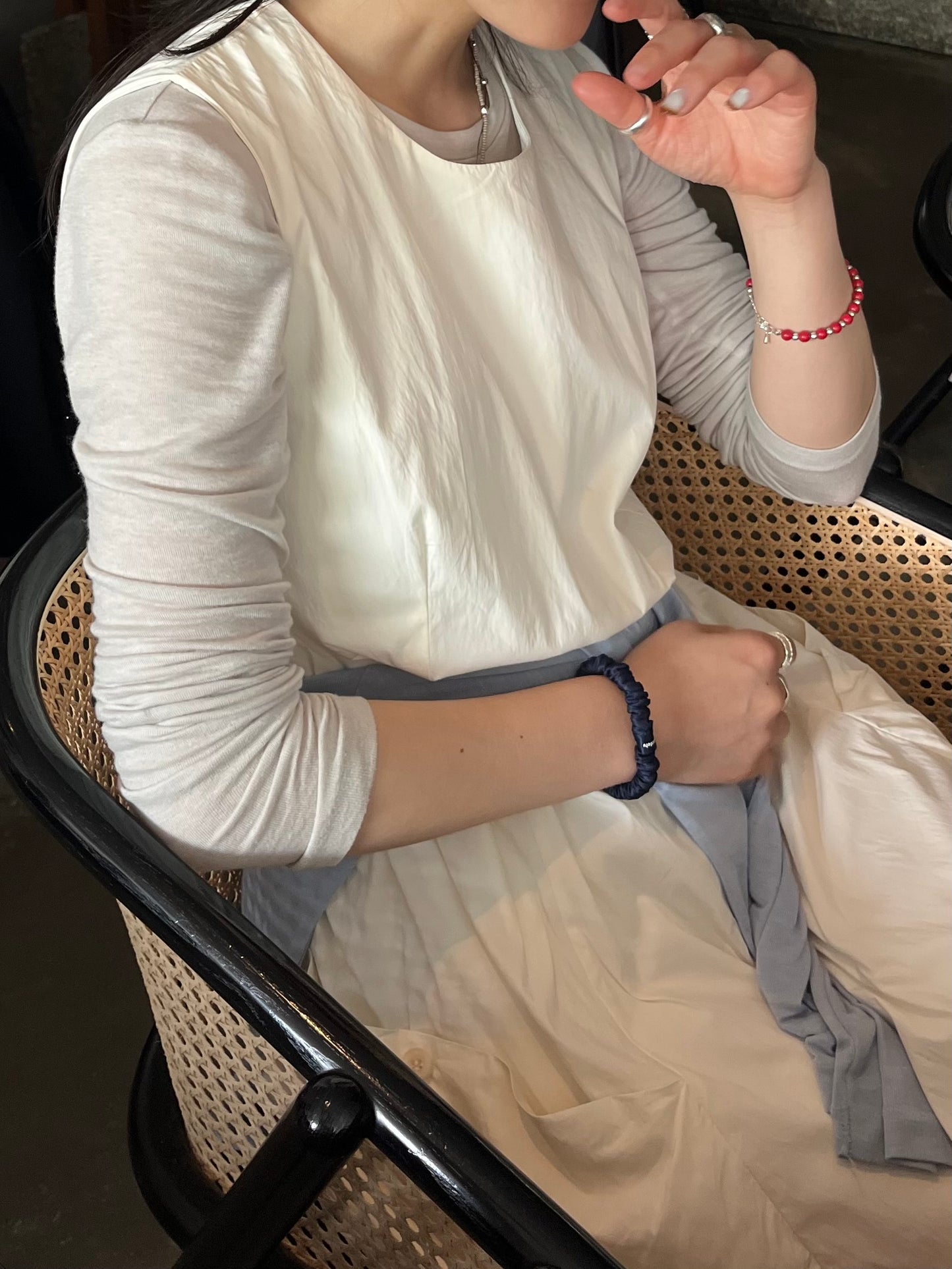 [5/17new]Cotton Nylon Tank Dress white 5月下旬入荷