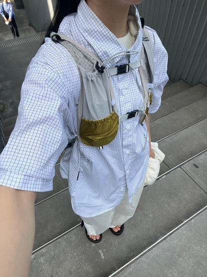 [予約]Gingham Check Short-Sleeve Shirt white 8月中旬～下旬入荷