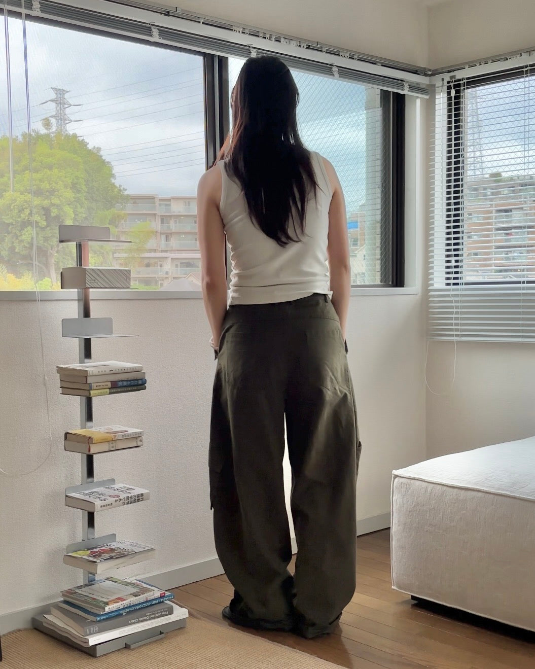 [6/11new]Cotton wide cago pants