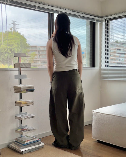 [6/11new]Cotton wide cago pants