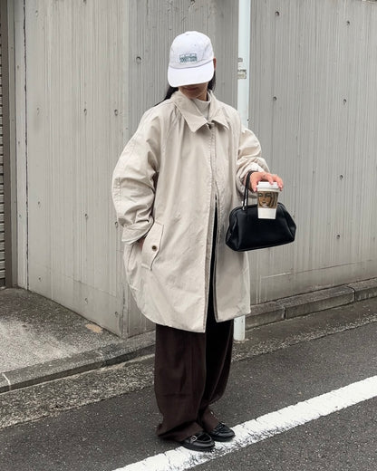 Cotton Nylon Over Collar Jacket ivory