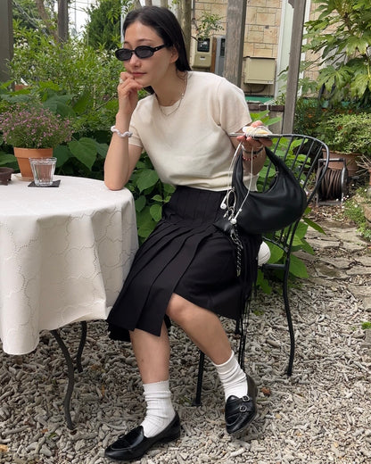 [6/11new]Cotton Pleated Wrap Skirt