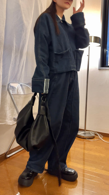 2way croissant shoulder bag black