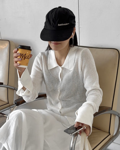 Loose Frame Cardigan white