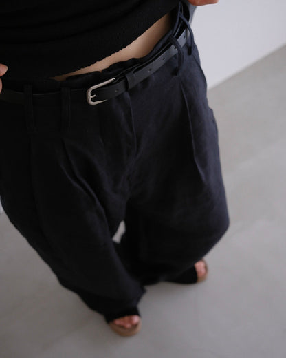[8/20new]full linen belt pants black