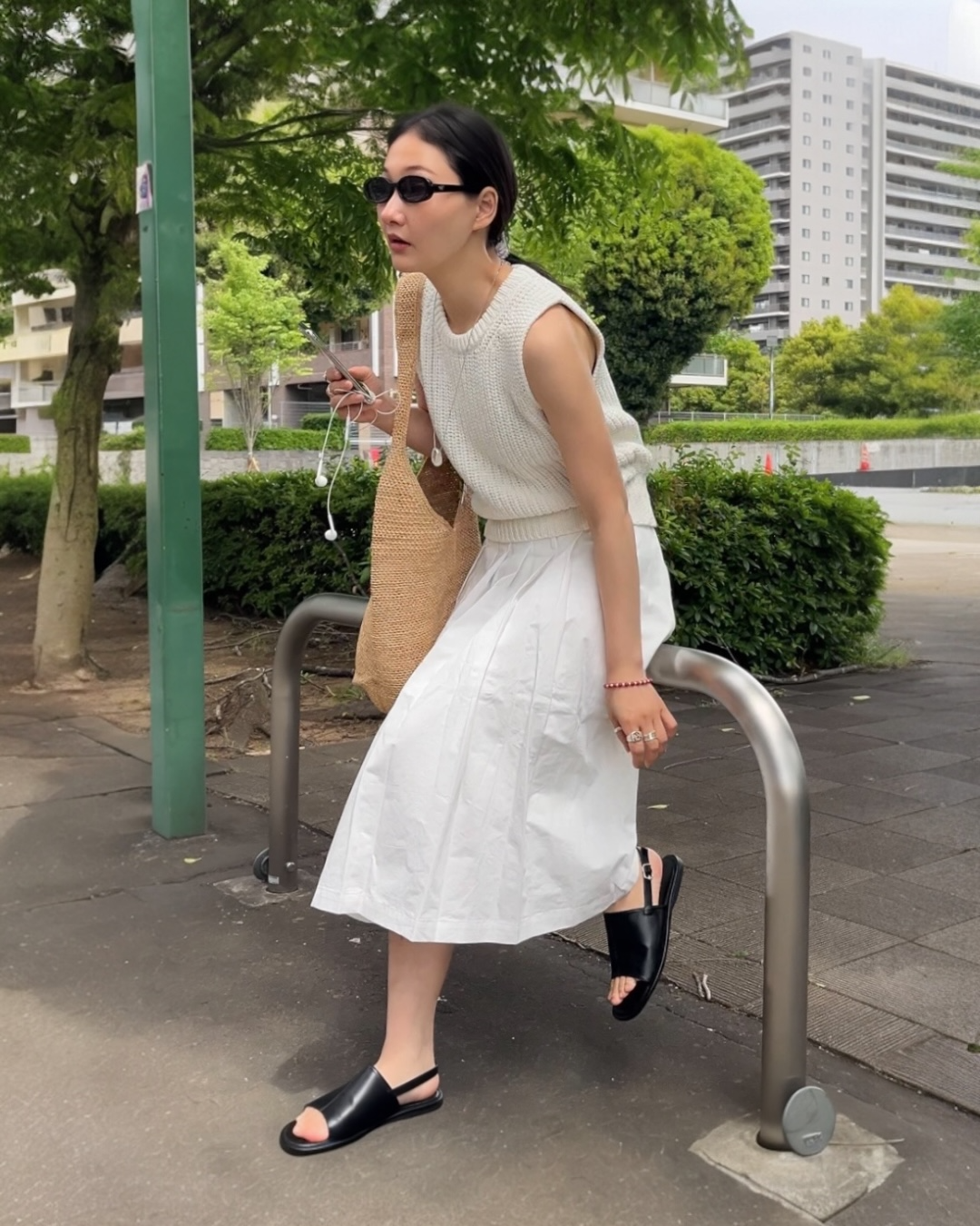[5/7new]Cotton Full Line Pleated Skirt