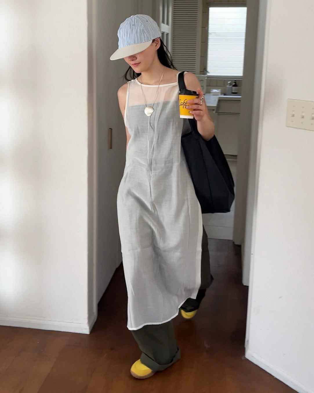 [6/11new]Cotton wide cago pants