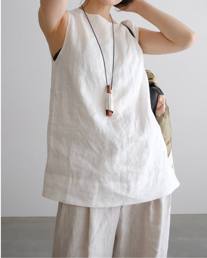 [8/13new]Shoulder Tie Linen Top