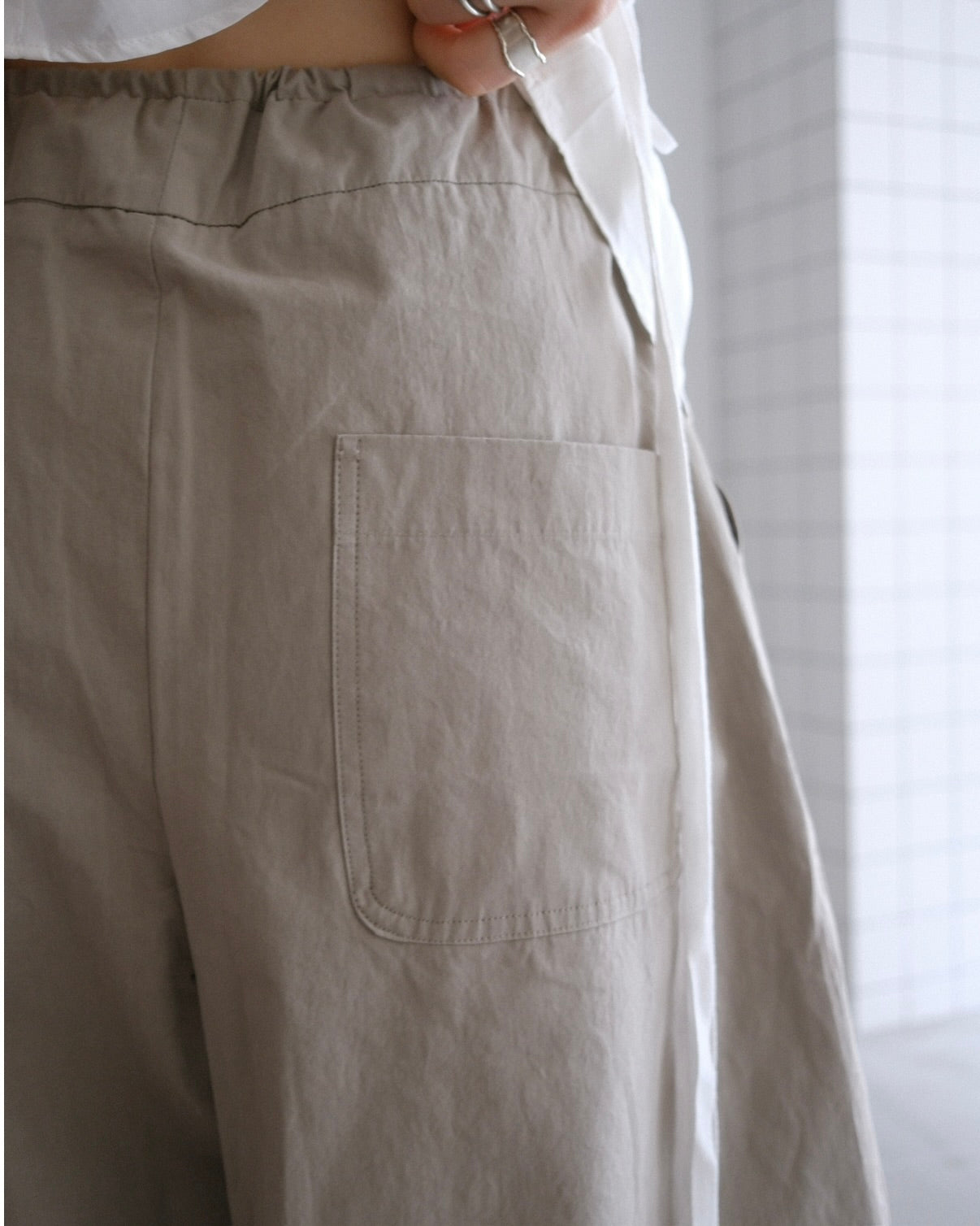 [7/9new]front volume balloon pants khaki
