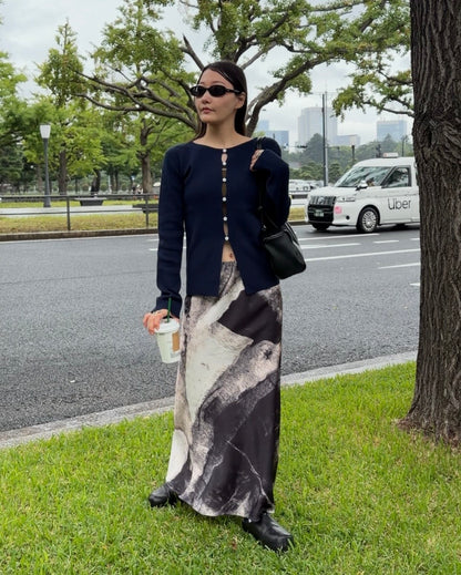 [9/24new] ink wash skirt BK 10月初旬〜中旬入荷