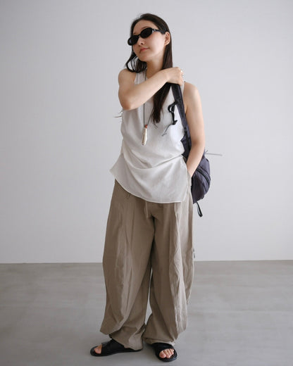 [7/9new]front volume balloon pants khaki
