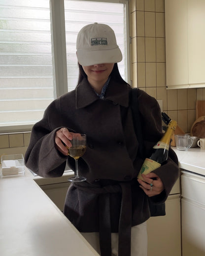 Drape Wool P-Coat brown