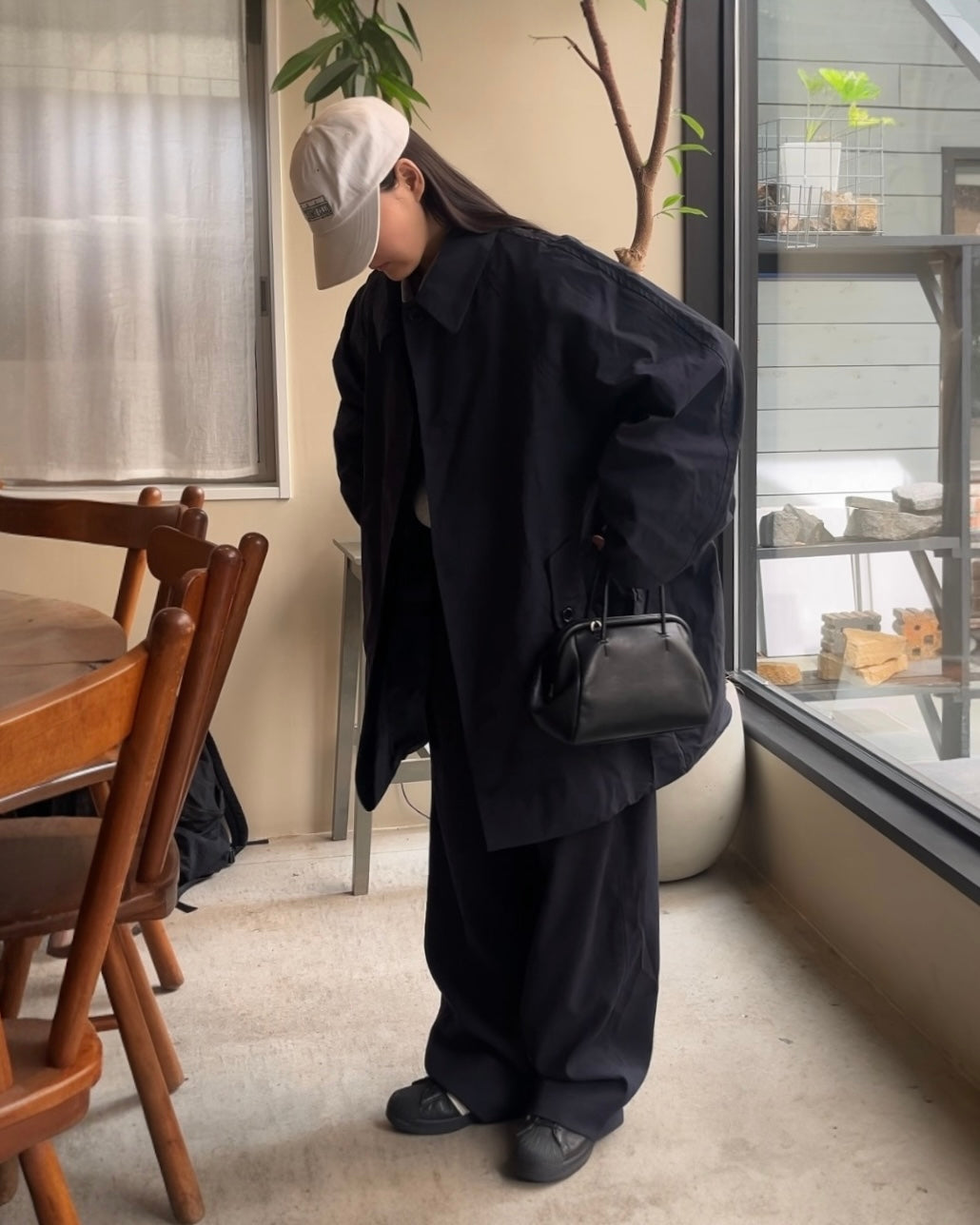 Cotton Nylon Over Collar Jacket navy