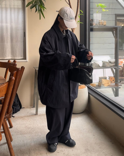 Cotton Nylon Over Collar Jacket navy