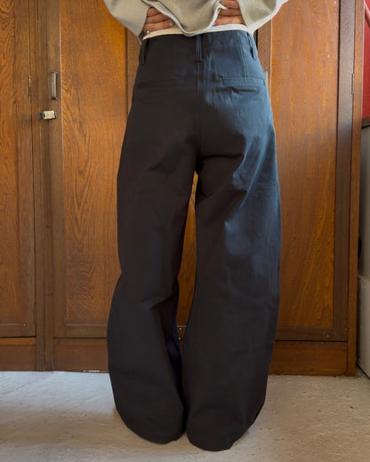 ［3/19new］Cotton Tencel Wide Slacks navy
