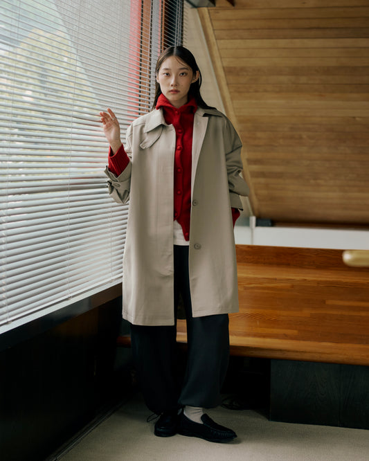 stand collar A-line coat BE