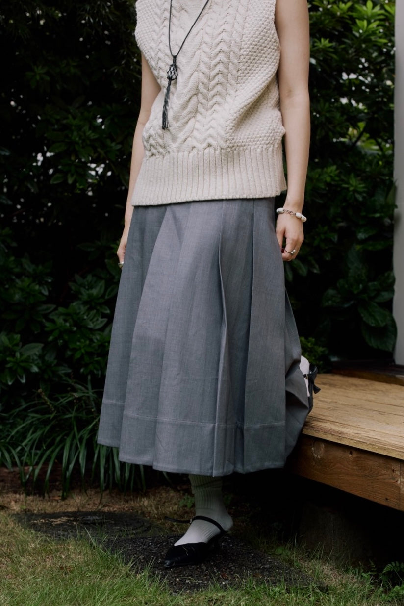 [10/22new]side belt pleats skirt GR