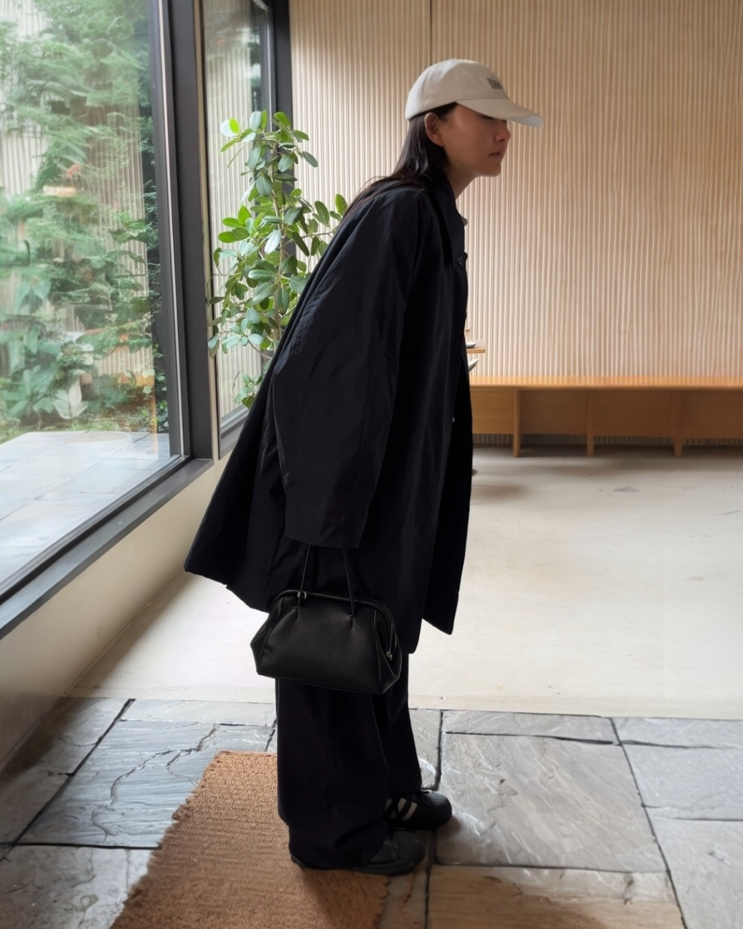 Cotton Nylon Over Collar Jacket navy