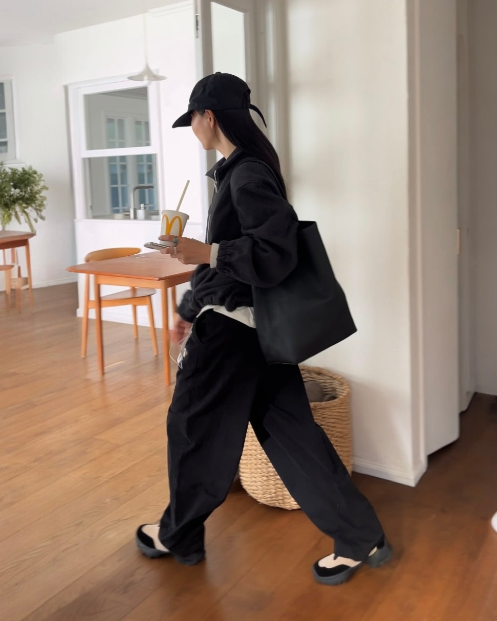 [12/18 new] Warmth Wide Cotton Pants Black