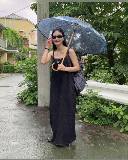 [7/2new]linen loop onepiece black